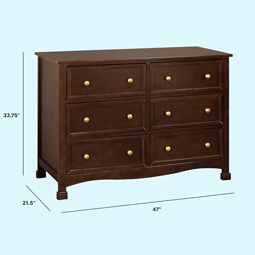 Image of DaVinci Kalani 6-Drawer Baby Dresser for Nursery - Wooden Double Chest of Drawers for Kids, Boys and Girls - Multi-Purpose Storage Espresso Dresser for Bedroom, Living Room & Hallway, Easy to Assemble