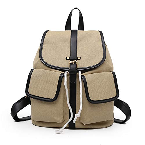 Preisvergleich Produktbild Fsweeth Umhängetasche Handtaschen College Wind weiche Oberfläche Nähgarn Canvas Tasche einfarbig Multi-Tasche Reiserucksack, 38cm * 6cm * 30cm, Khaki