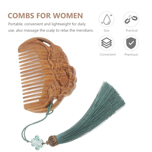 minkissy Carved Lotus Sandalwood Comb Portable No-Static Wooden Combs Massage Combs Hair Comb for Women Home and Salon Use - Image 3