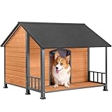 Aivituvin Dog House Outdoor 47.2" L Upgraded with Metal Frame Large Dog Kennel for Medium to Large Dogs Weatherproof,Removable Floors,Raised Feet (45" D x 47.2" W x 37.7" H)