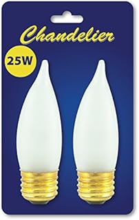 Bulbrite 489025 B25EFF 25-Watt Incandescent Flame-Tip CA10 Chandelier Bulb, Medium Base, Frost, 2-Pack (Pack of 8)