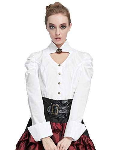 SCARLET DARKNESS Botones de botón de Encaje Vintage Potro Blusa de Mujer Steampunk tamaño M Marfil