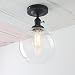 Permo Vintage Ceiling Light 1-lights Pendant Lighting Chandelier with 7.9" Globe Clear Glass (Black)