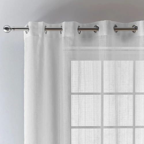 Image of Casableu Tropical Sheer Curtains 9 Feet Long Set of 2 for Long Door, Digital Printed Curtains with Eyelets,Semi Sheer Curtains for Living Room, Tieback Included (Pink 9 feet)