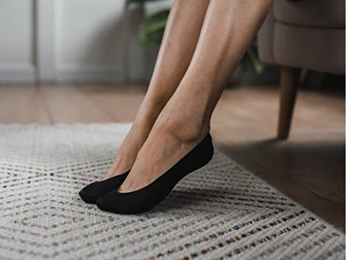 Malva Sheer Nylon Footies, Women's Nylon No Show Liner Socks, Low Cut Nylon Boat Invisible Hidden Socks Thin Causal 3 Pairs (Black) #TOP5
