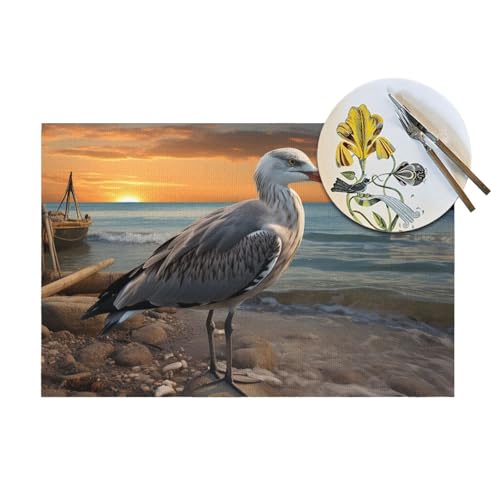 Set de table en vinyle lavable lot de 6 pièces motif mouette dimensions 30x45 cm