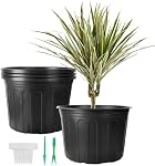 12 Pack 5 Gallon Nursery Pots Thickened Soft Plastic Plant Pots with 20 Pcs Waterproof Plastic T-Type Plant Tags and 2Pcs/Set Transplanting Digging Mini Tools