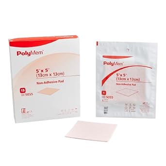 PolyMem Non-Adhesive Pad Dressings 5x5"""" Box of 15""""