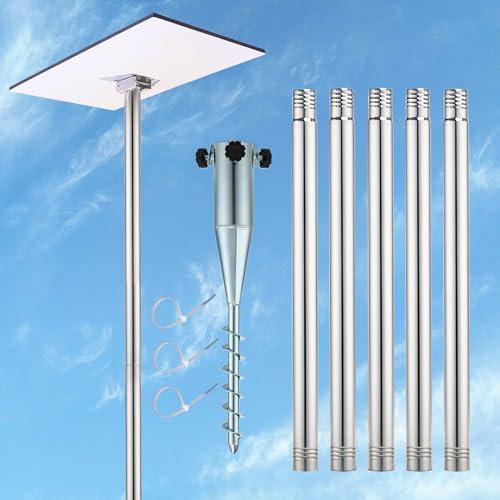 Starlink Gen 3 Pole Mount, Starlink Mini Pole Mounting Kit, 9ft Starlink Ground Pole Mount Kit Features a Durable 1.5'' Diameter Pole with No Dig Ground Anchor, Suitable for Starlink Gen V3/Mini