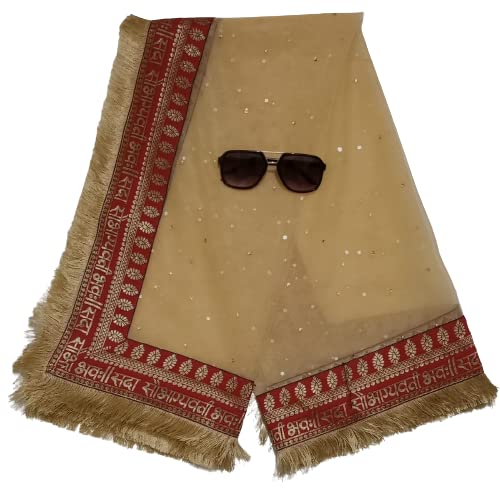 Dupatta de mariage crème saubhagyavati pour une cérémonie traditionnelle réussie