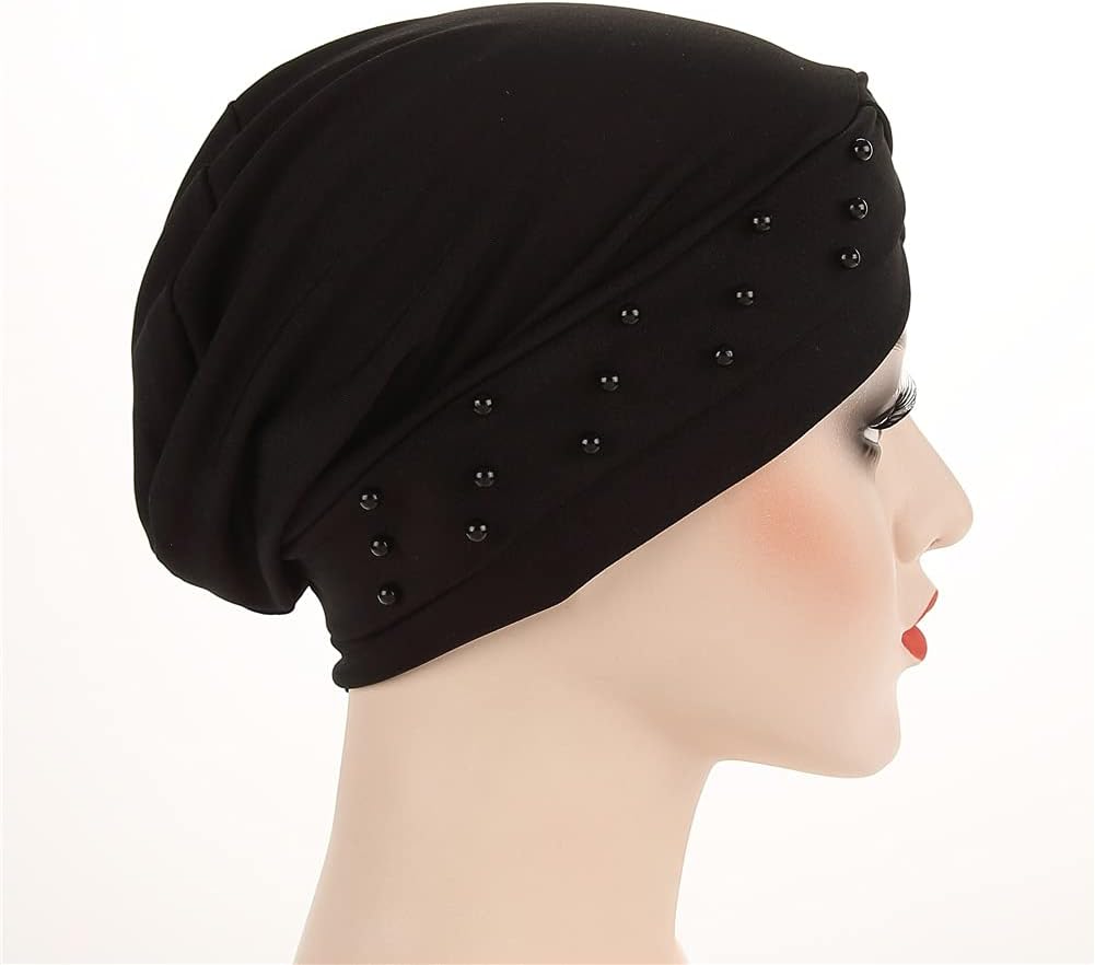 Women Turban Head Wrap Pre-Tied Beaded Silky Cap Chemo Beanies Chemical Cancer Hair Cover Hat - Image 8