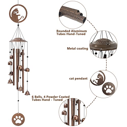 Iwaiting Outdoor Cat Wind Chimes For Outside, Memorial Wind Chimes Gifts For Mom,Great Gift For Your Own Patio, Porch, Garden, And Backyard #TOP1