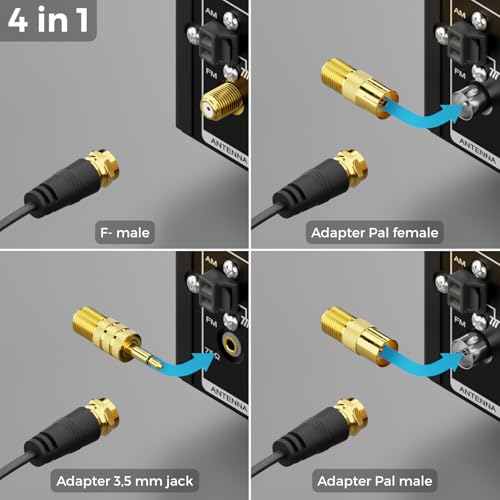 deleyCON Antena Radiowa DAB+ UKW FM do Zestawu Stereo W Zestawie Adapter - Antena Cyfrowa z Podstawą Magnetyczną Kabel 3,0m dla 75 Ohm - do Radia DAB FM Tuner Wzmacniacz Stereo, Amplituner AV, HiFi