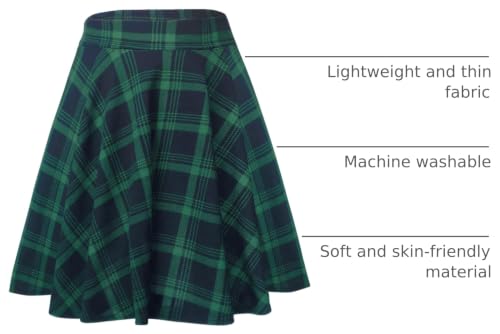 Image of EXCHIC Women's Casual Stretchy Flared Mini Skater Skirt Basic A-Line Pleated Midi Skirt