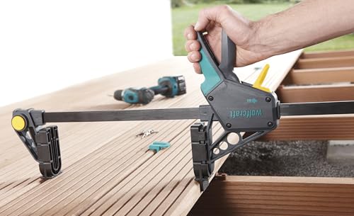 wolfcraft Terrassenbau-Set - 11-teiliges Werkzeug Komplett-Set für eine schnelle und präzise Terrassenmontage - Ideal für Heim- & Handwerker - 6988000