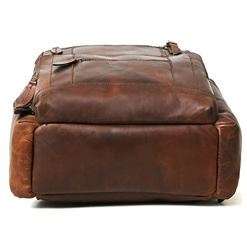 Buffalo Leather Backpack for Men 16 Inch| Vintage Leather Backpack Multi Pockets Business Travel Daypack| Full Grain Brown Leather Shoulder Rucksack Knapsack4