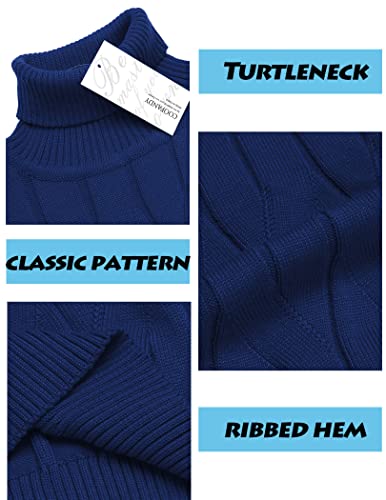 Coofandy Men's Slim Fit Turtleneck Sweater Casual Knitted Pullover Sweaters Navy Blue #TOP5