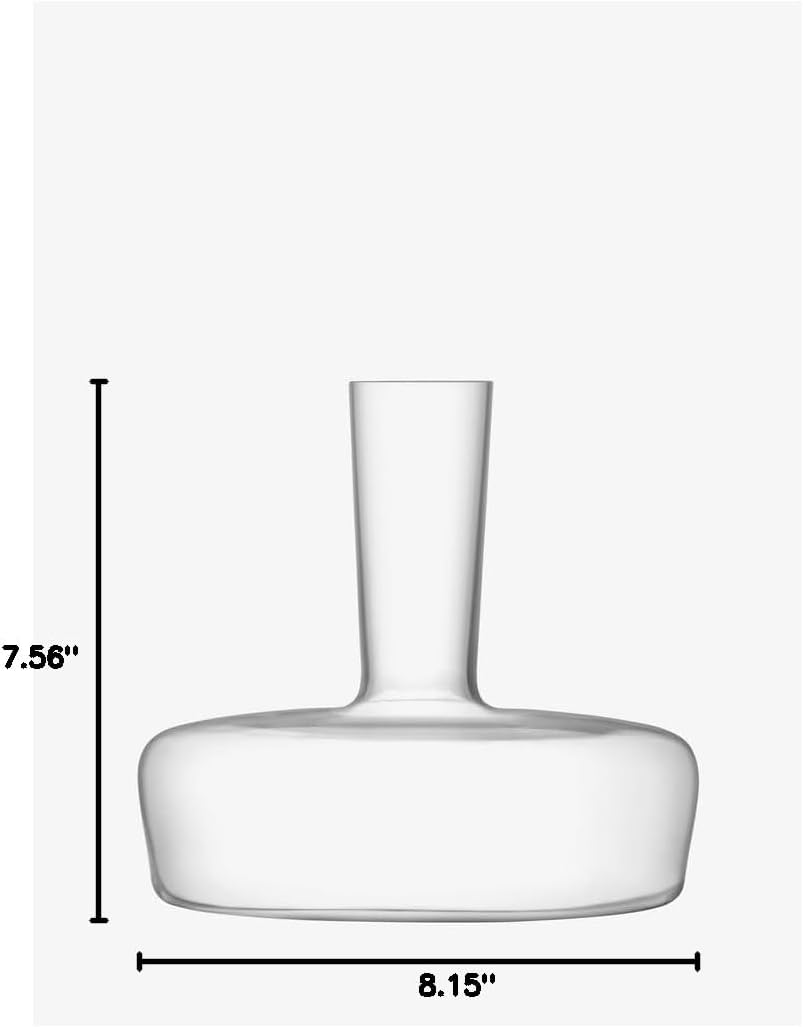LSA Metropolitan Carafe in Clear with Angular Shape Design - Modern Mouth Blown Glass Decanter- 68 oz