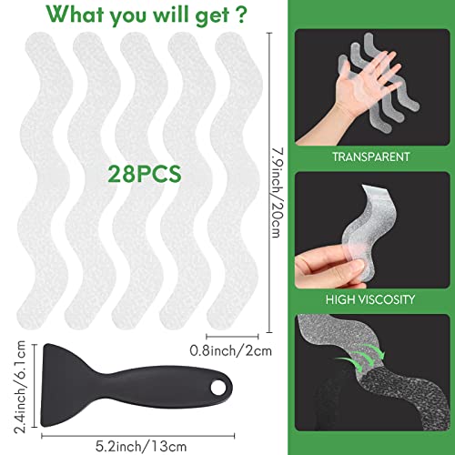 28 Pcs Non Slip Bathtub Stickers, Anti Slip Shower Stickers, Bathtub Non Slip Decals With Premium Scraper For Bath Tub, Shower, Stairs #TOP1