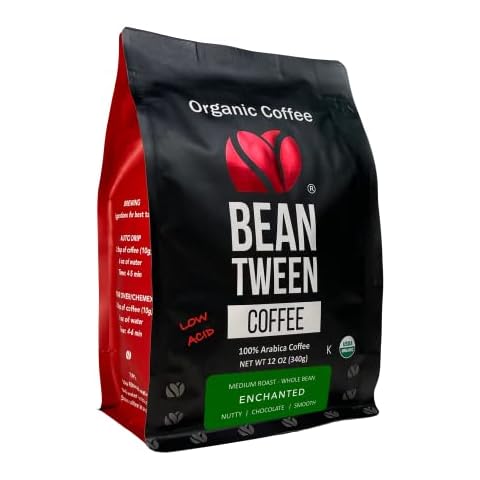 Beantween Coffee: Premium Organic MEDIUM ROAST Whole Bean (12oz) of 100% Arabica Coffee – Low Acid, MOLD-FREE, Certified Organic, Kosher, Single Origin, Woman-owned Cover