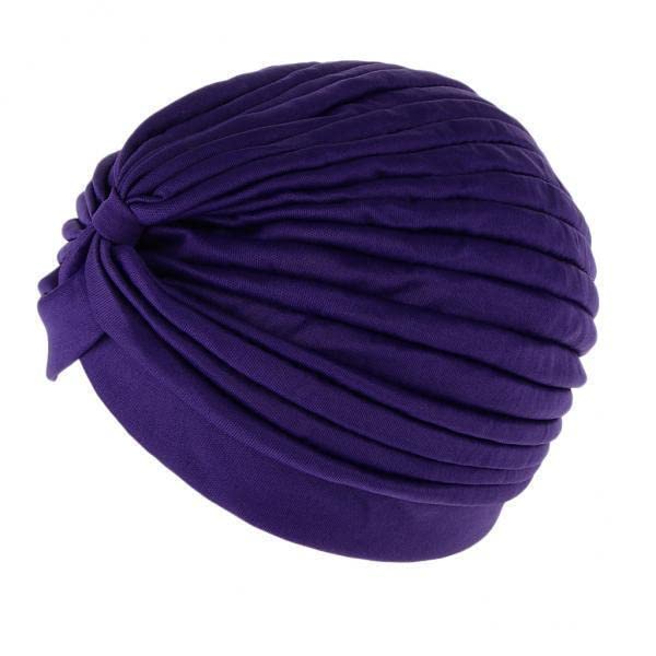 3xWomen's Twisted Pleated Turban Hat Hijab Cap Head Wrap Chemo Indian Purple-image-12