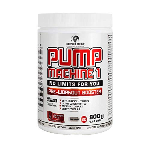 Preisvergleich Produktbild BWG Pump Machine 1, Pre Workout Booster (mit Koffein), Special Edition - Elite Line (mit Dosierlöffel) Eistee Zitrone Geschmack - 800g Dose