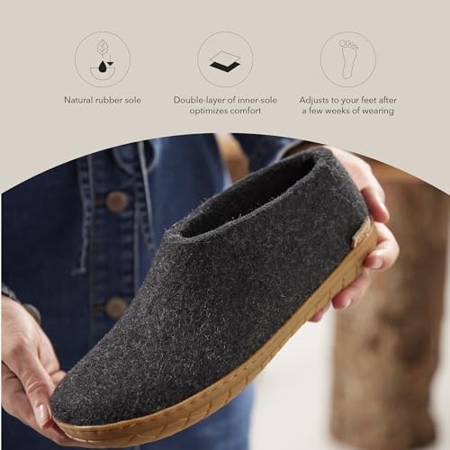 Image of Glerups 100% quality wool mix Shoe Slipper with rubber sole - Unisex
