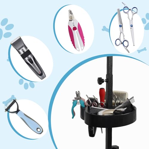 Image of Pet Grooming Organizer for Scissors Brushes and Tools Holder - Portable Rotatable Dog Grooming Table and Arm Stand Tools(Black Cat Head)