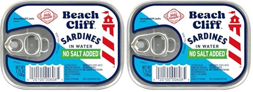 Beach Cliff Wild Caught Canned Sardines in Water, No Salt Added – High Protein, Keto Friendly, Gluten Free – Ideal Can Sardines for Healthy Recipes - 3.75 Ounce (Pack of 2)