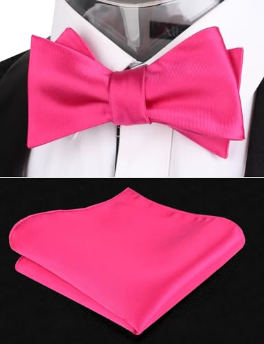 Image of Alizeal Mens 2pcs Solid Self-tied Bow Tie Set | Alizeal Mens 2pcs Self-tied Solid /Animal Bow Tie and Pocket Square Set Perfect for Wedding Business Formal Events