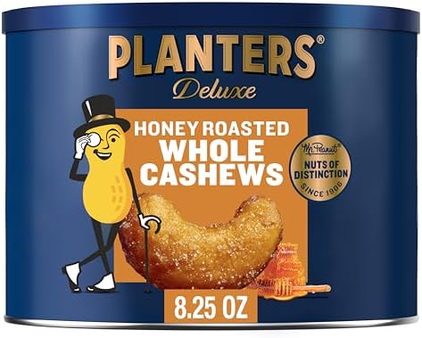 PLANTERS Deluxe Honey Roasted Cashews, Plant Based Protein, 8.25 Oz (1 Ct)