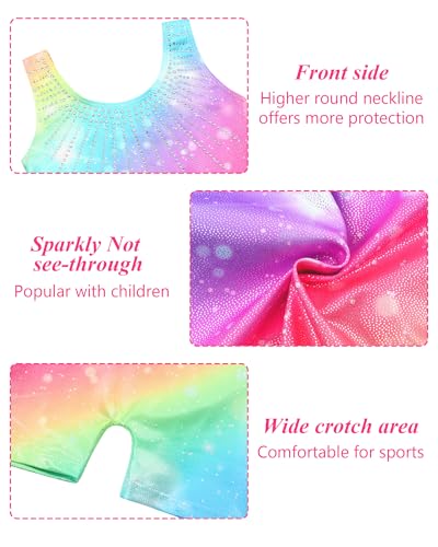 BAOHULU Leotard for Girls Gymnastics Toddler Tank Biketards Shorts Shiny Diamond Kids Dancewear B415_Rainbow_110