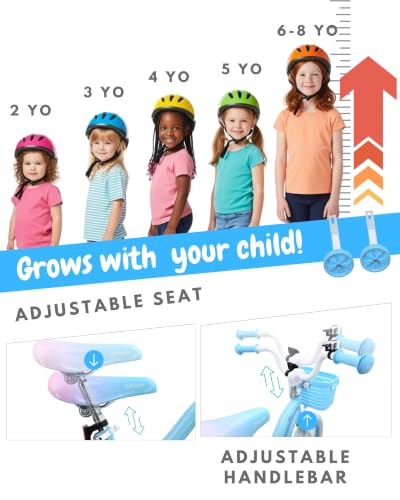 Image of bicystar Girls Bike Ages 2-8, 12-18 Inch with Training Wheels, Pink /Blue