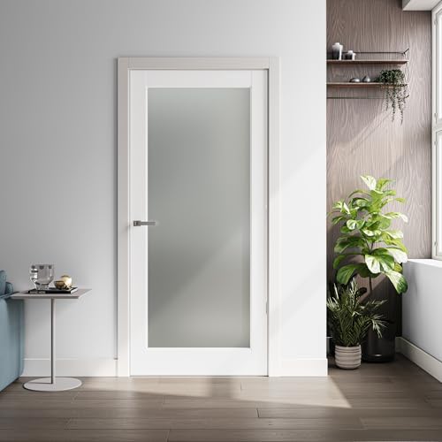 24 Ã— 80 in. Full-Lite Frosted Glass and Solid Manufactured Wood Primed Slab Door Without Hardware Kit