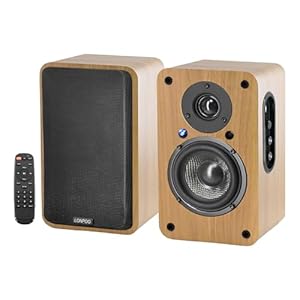 LONPOO Bookshelf Speakers,100W Powered Speakers with Inside Amplifier Bluetooth Bookshelf Speaker System Optical/Coaxial/HDMI/USB/AUX Input for TV and PC (Log)