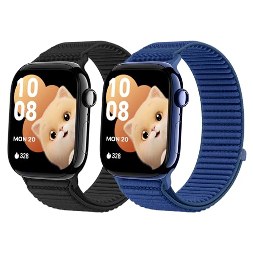 sylacor Sport Loop Bands Compatible with Kids Apple Watch Band Soft Breathable Nylon Strap for Girls Boys Small Wrists for iWatch Series 10 9 8 7 6 5 4 3 SE SE2 (Black+Blue 38/40/41/42mm(Series 10))