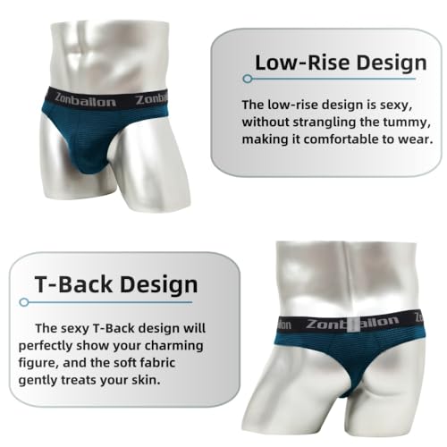 Mens Sexy Bulge Enhancing Thongs Underwear Low Rise T-Back Breathable Underwears2