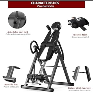 FFitness Panca a Inversione Imbottita Antigravitazionale Dimagrante Tavolo di Inversione Fitness Palestra Panca di Allungamento