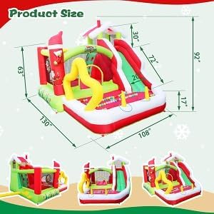 Miniatura 2 de HUMEHA Casa inflable de rebote con soplador para niños al aire libre en interiores, castillo animoso de salto 7 en 1 con tobogán, pozo de bolas,