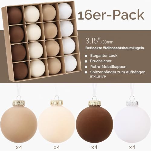 Sea Team 16er-Pack 80mm Samt Weihnachtskugeln Backzeit – Ansicht 4