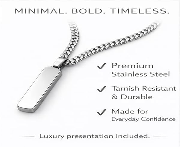 NOIRÉ Stainless Steel Bar Necklace for Men – Waterproof, Sweat & Tarnish Resistant by Generic - Used condition - Image 6