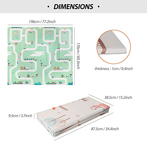 Play Mat Foldable, Topmade Baby Play Mat For Floor 77X69 Inch Large Reversible Baby Crawling Mat Waterproof Foam Playmat Portable Thick Gym Carpet Nontoxic Tummy Time Playroom Mat For Infant Toddler #TOP6