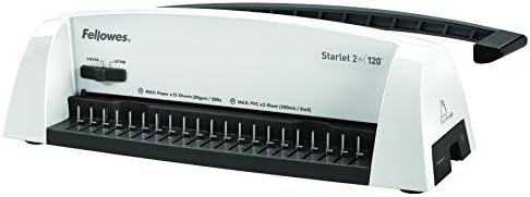 Binding Machine for Home - Fellowes Starlet 2+ 21-Hole, 120 Sheet Personal Manual Paper Punch Comb Binder Machine - Ideal for Home Use - White/Grey