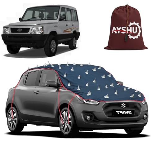 Image of AYSHU Water-Resistant Spike Car Cover for Tata Sumo Victa - Protects from Dogs, Monkeys, Dust, Sunlight & UV - Full Roof Universal Fit