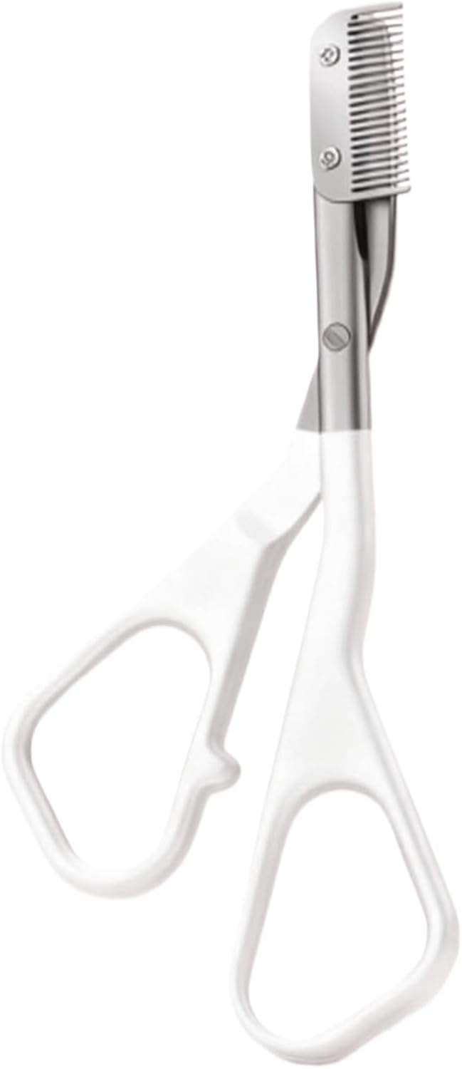 Eyebrow Trimmer Scissors with Comb, Stainless Steel Professional Trimmer, Eyebrow Comb Scissors for Facial Grooming, Eye, Face, Beard, Travel, Bathroom, Precision Hair Trimming Tool