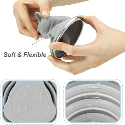 Image of Silicone Collapsible Travel Drinking Cup Reusable Small Portable Lightweight Folding With Lid Expandable Drinking Cup For Travel Outdoor Hiking Camping (PACK OF-1 /MULTICOLOR)