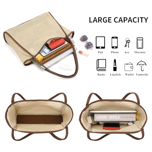 Bolso playero tote para mujer con bolso pequeño miniatura 3