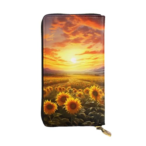 Portefeuille long coucher de soleil champ de tournesol idéal comme sac de voyage compact