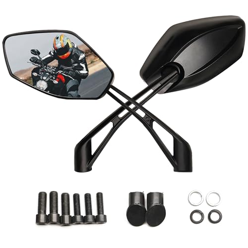 Letgoing Motorbike Mirrors E13 certified Universal 360°Adjustable with M8 M10 Mounting Screws Motorcycle wing mirrors For MT07/09 Moped Street Bike Scooter Cruisers mirrors