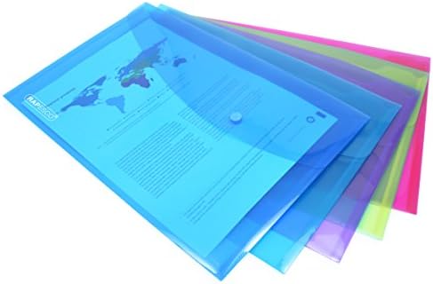 Rapesco 1495 Popper Wallets, A4+ / Foolscap, Assorted Transparent Colours, Pack of 50